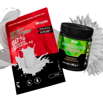 Kit Whey Protein Concentrado 1kg e Creatina Monohidratada 250g