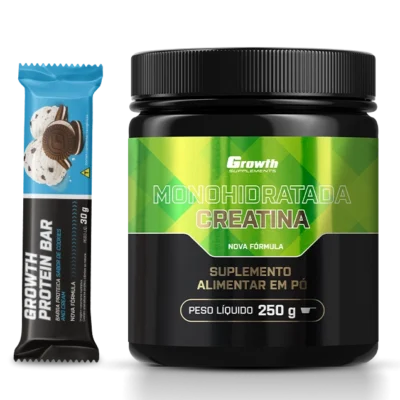 Kit Creatina Monohidratada 250g + Barra de Proteína 30g Display C/ 12 UN