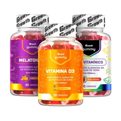 Kit Multivitamínico Gummy 30un + Melatonina Gummy 30un + Vitamina D3 Gummy 30un