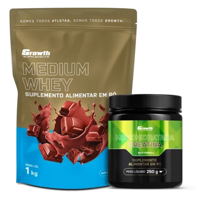 Kit Whey Protein Medium 1kg e Creatina Monohidratada 250g