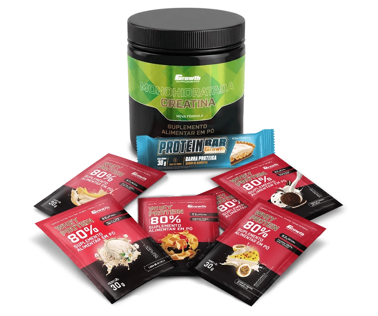 mockup-96.webp Kit Sabores: Protein Bar 30g Display C/ 12 UN + Creatina Monohidratada 250Gr + Dose 30Gr Whey Protein Concentrado 80% - Chocolate C/ Amendoim + Banana + Caramelo + Mousse De Maracujá + Cookies + Baunilha